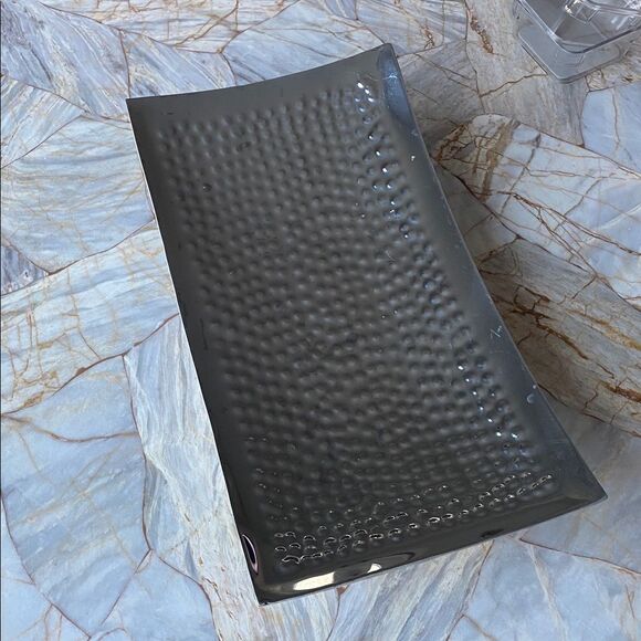 Rectangular Textured Gray Tray - Picture 2 of 8